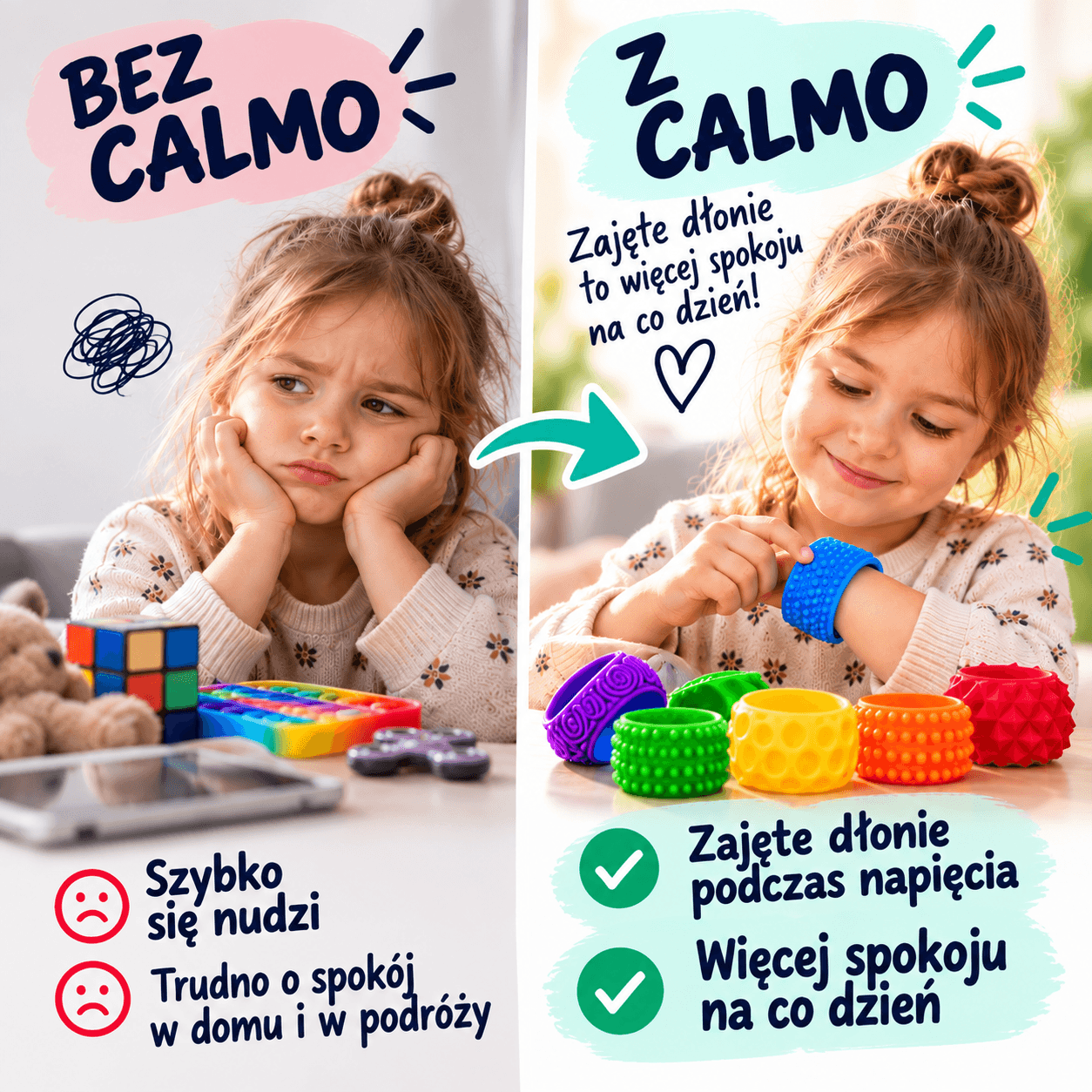 CALMO - Opaski Sensoryczne Fidget dla Dzieci, 6 szt.