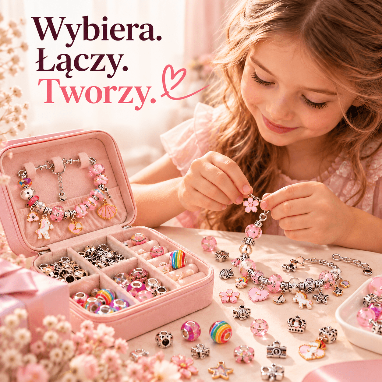 Szkatułka LILI - Zestaw Biżuterii z Kolorowymi Charmsami