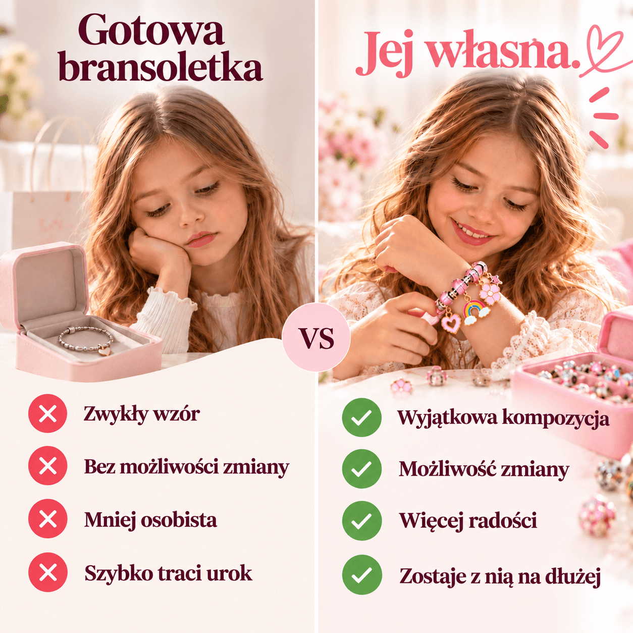Szkatułka LILI - Zestaw Biżuterii z Kolorowymi Charmsami
