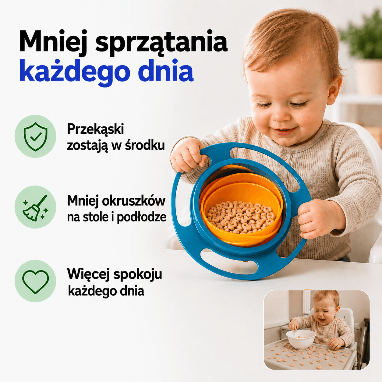 Miska Niewysypka-Miseczka 360° na Przekąski dla Dzieci